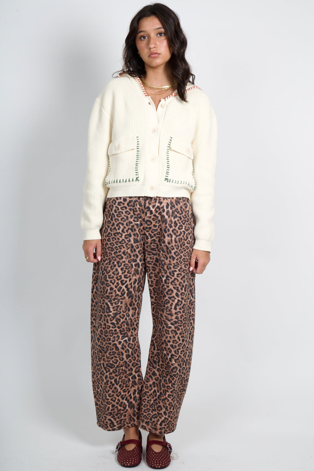 Color Stitch Cardigan - Cream