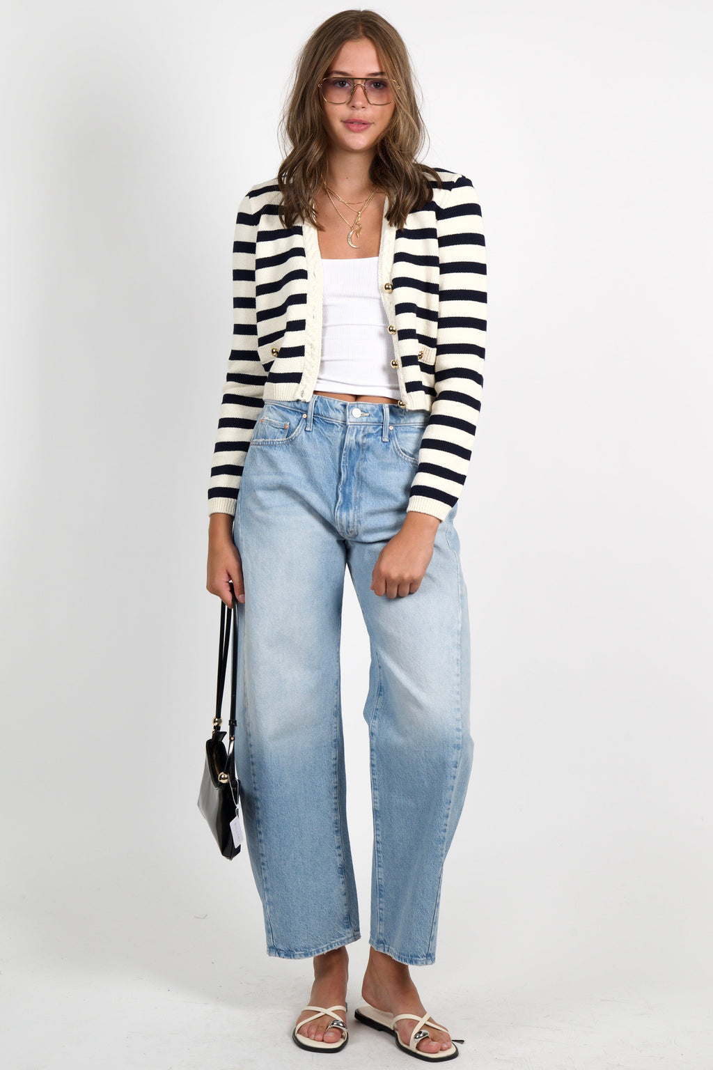 FRAME | The Harbor Cardigan - Navy Stripe