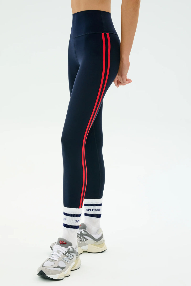 SPLITS59 | Ella High Waist Airweight 7/8 - Indigo/Pirate Red