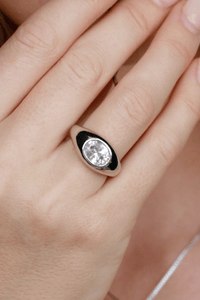 LUV AJ | The Oval Orbit Bezel Ring - Silver