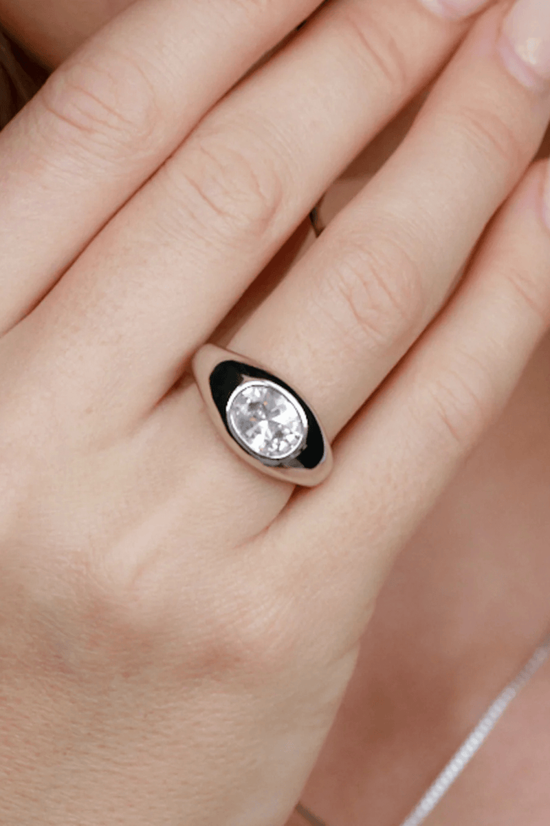 LUV AJ | The Oval Orbit Bezel Ring - Silver