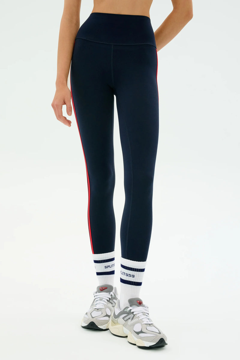 SPLITS59 | Ella High Waist Airweight 7/8 - Indigo/Pirate Red