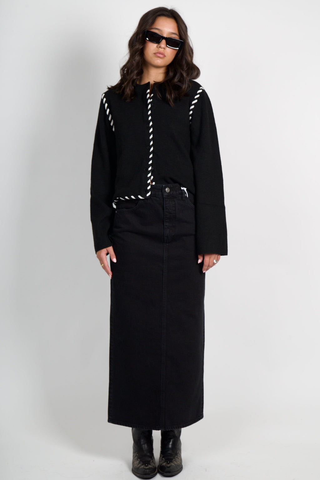 MON RENN | Dahlia Cardigan - Black/Cream