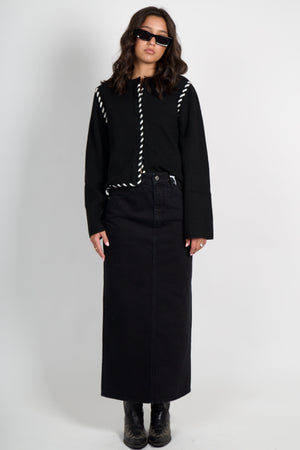 MON RENN | Dahlia Cardigan - Black/Cream