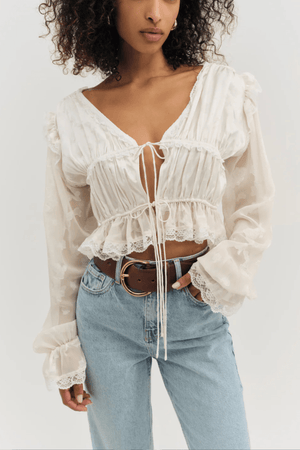 FOR LOVE & LEMONS | Jeanne Jacquard Top - Cream