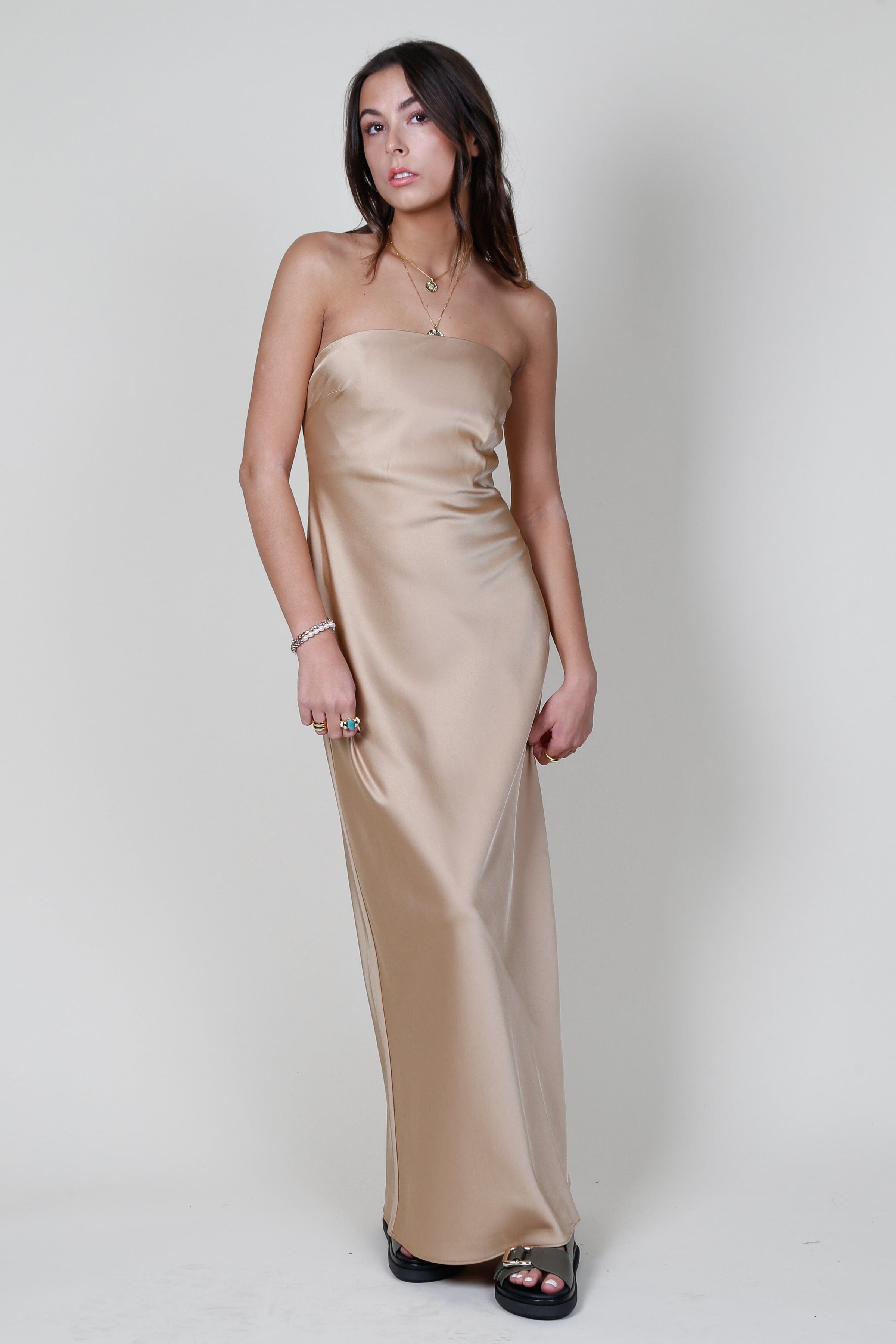 SIGNIFICANT OTHER  Esme Strapless Maxi Dress - Sand – Scarlet