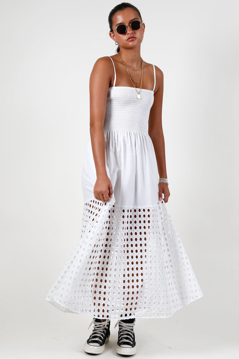 SOLID & STRIPED | The Kennedy Dress - Eyelet Marshmallow
