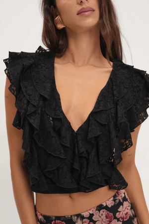 FOR LOVE & LEMONS | Lucianna Lace Top - Black