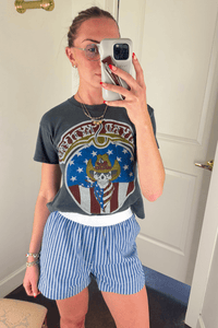 OLIVACEOUS | Elastic Band Boyfriend Boxers - Blue Stripe