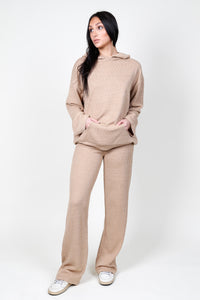 Knitted Hoodie & Pants Set - Apricot
