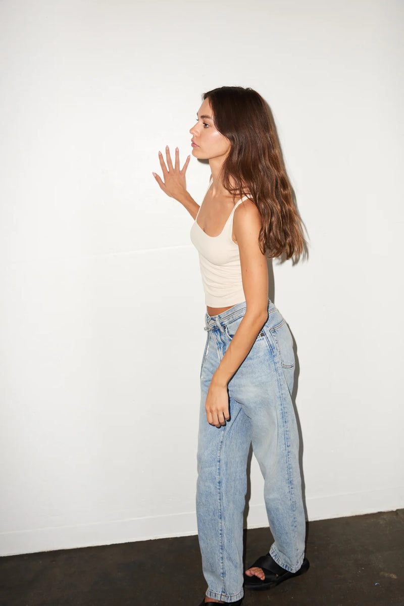 LNA | Scoop Ribbed Tank - Bone