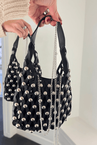 BACK IN STOCK | Studded Crossbody Bucket Bag - Black