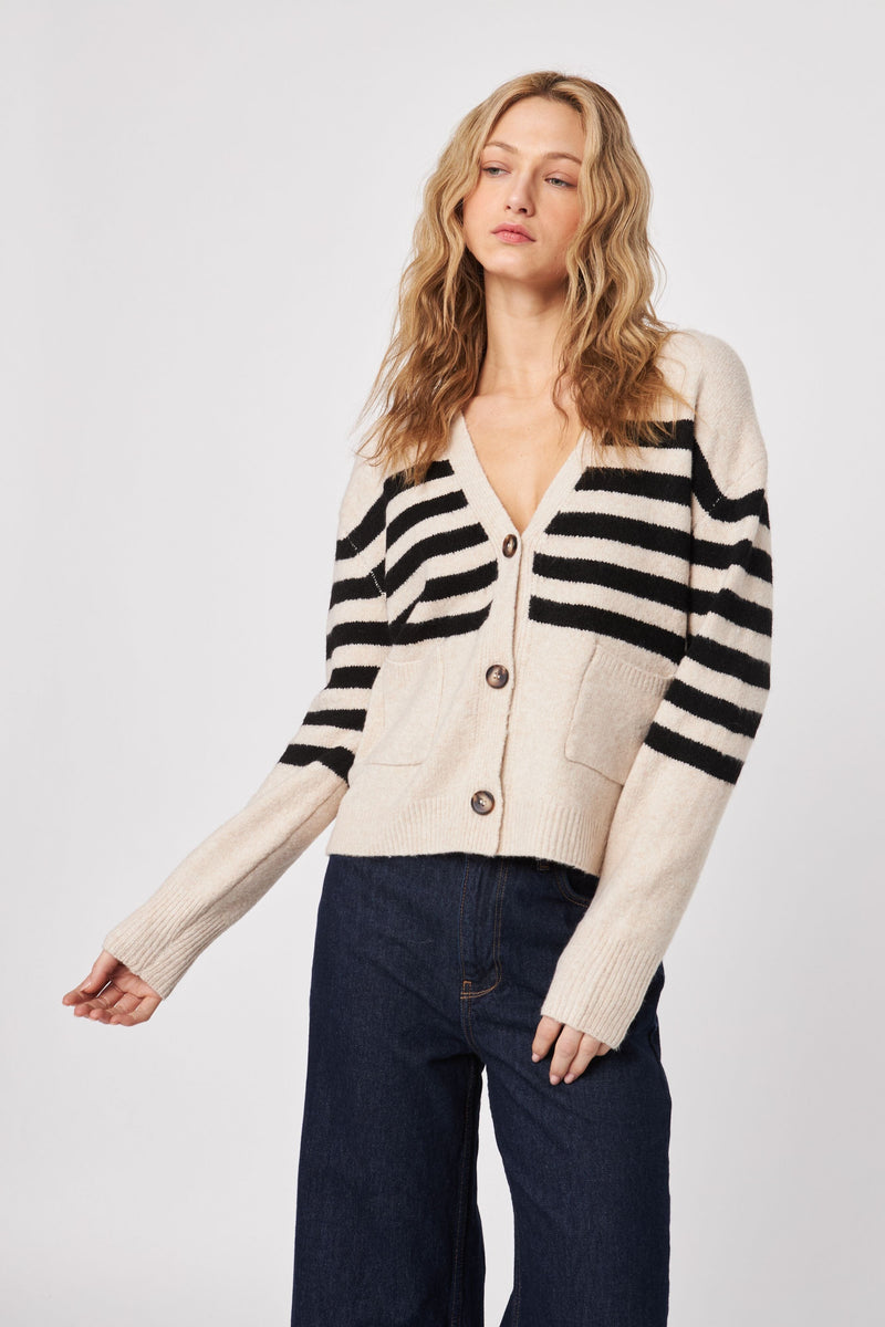 JOHN + JENN | Stanley Stripe Cardi - Nougat