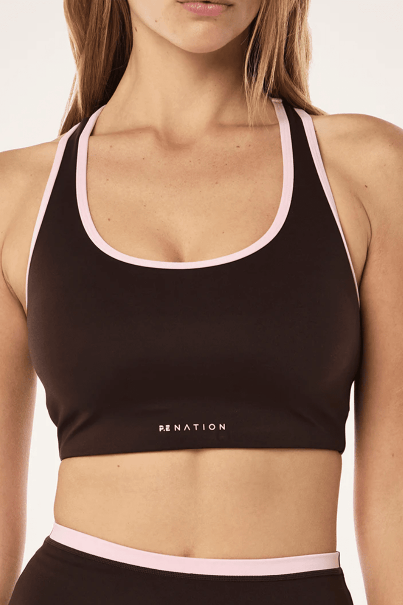 P.E. NATION | Stellar Sports Bra - Espresso/Chalk Pink