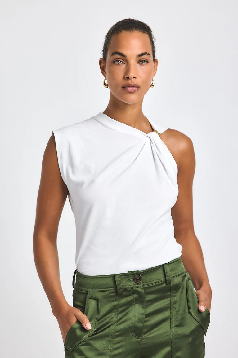 DEREK LAM 10 CROSBY | Nia Assymmetric Embellished Tee - White