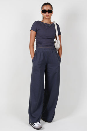 The Vanessa Wide Leg Sweats -Charcoal