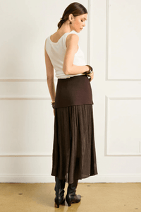 LINE + DOT | Rhone Mix-Media Skirt - Espresso