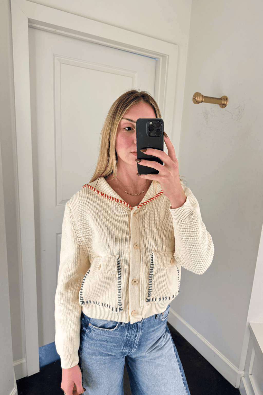 Color Stitch Cardigan - Cream