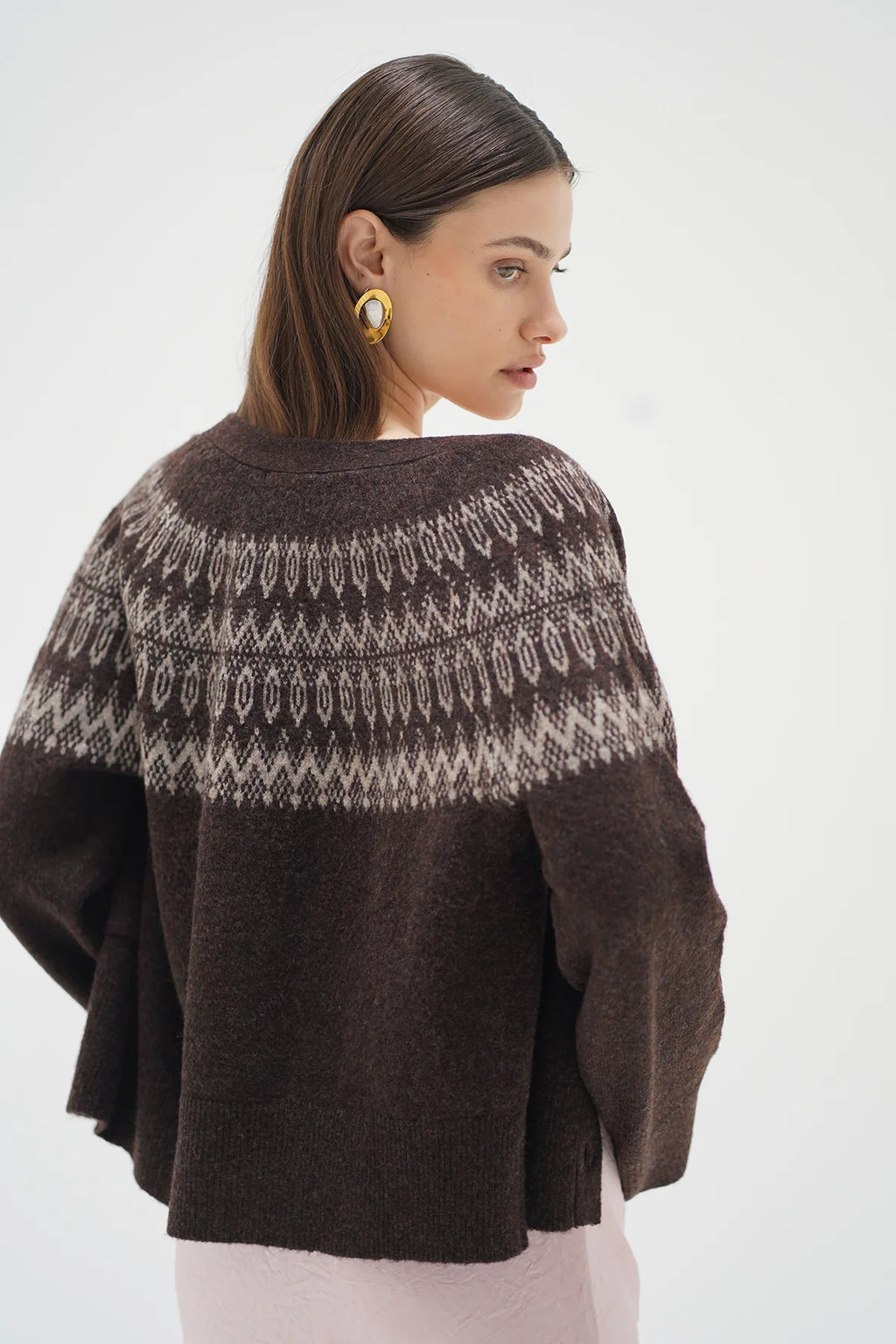 LNA | Stewart Fair Isle Cardigan - Brown
