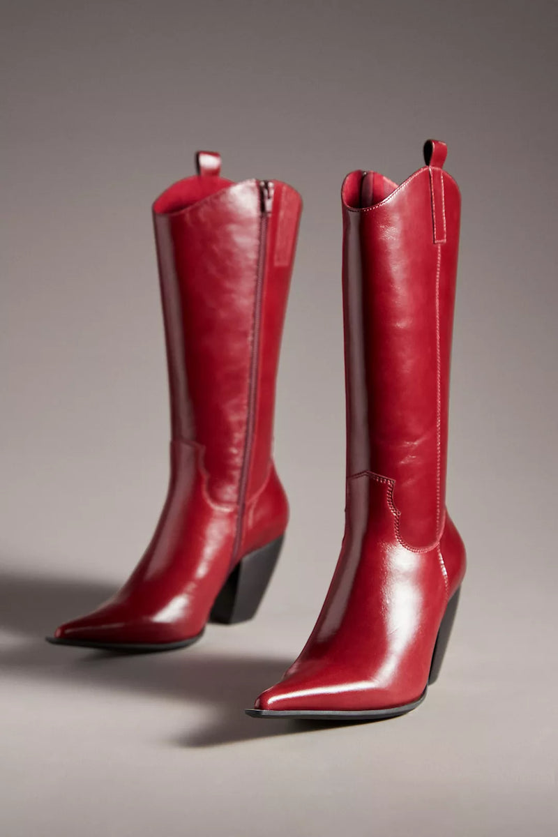 JEFFREY CAMPBELL Reckon Cowboy Boots Wine Scarlet Clothing