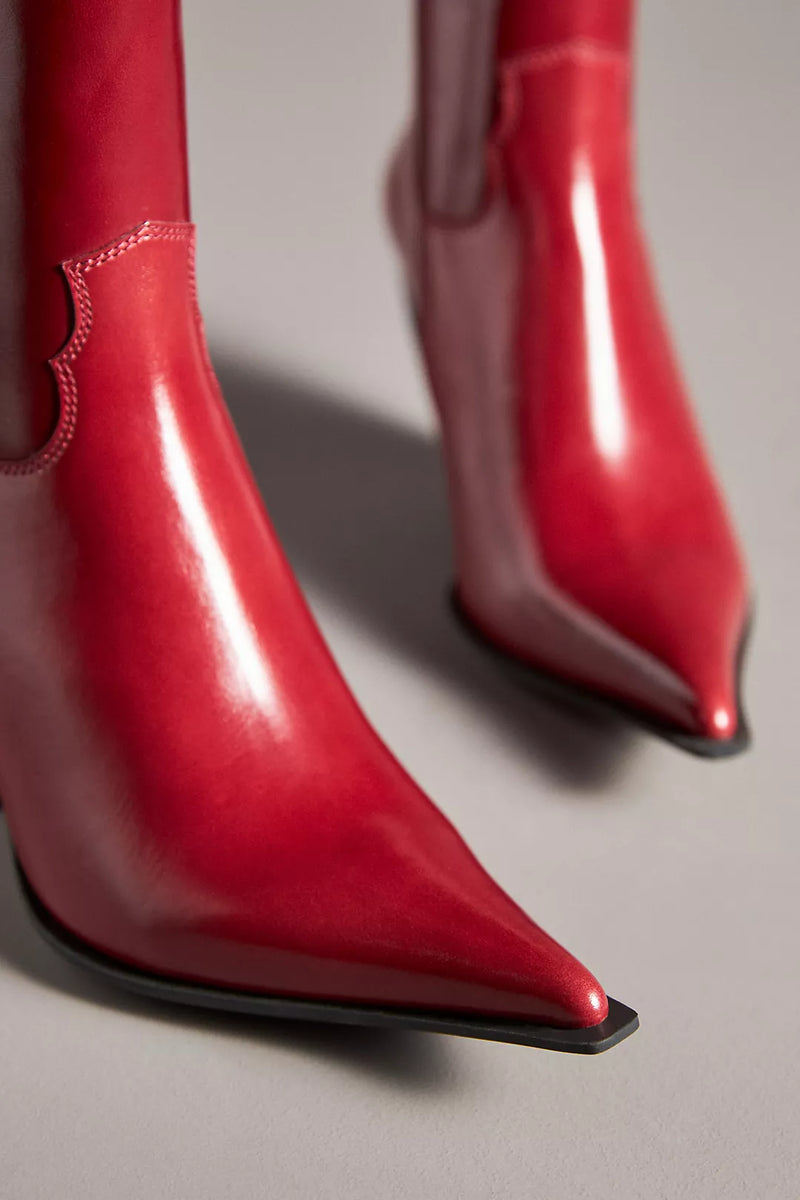 Zara red cowboy boots sales