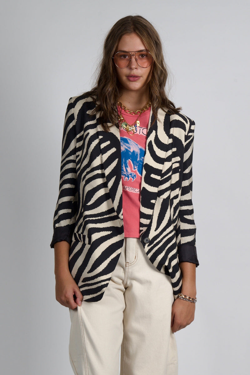 SMYTHE | Shawl Collar Oversized Blazer - Black/White