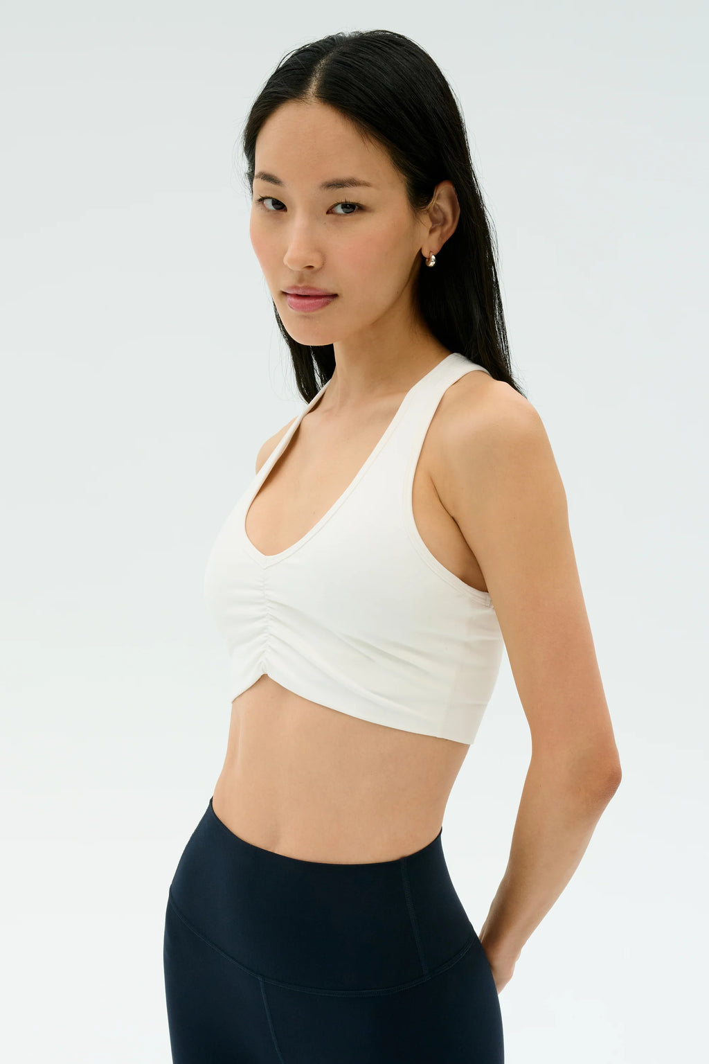 SPLITS59 | Airweight Bra With Ruching - White