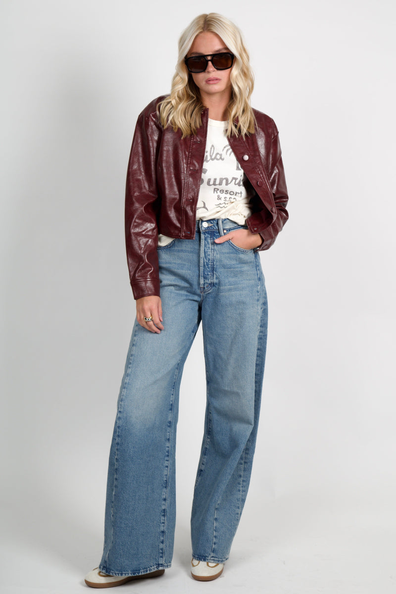 LUCY PARIS | Caleb Faux Leather Jacket - Burgundy
