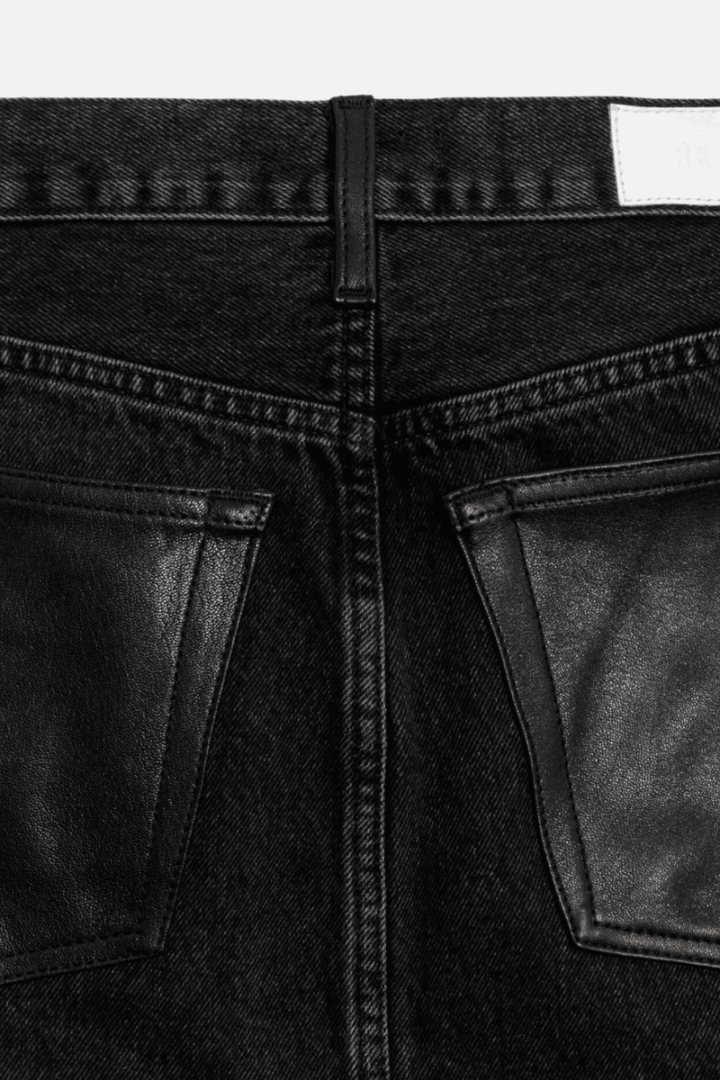 RE/DONE | Aline Classic Skirt - Black to Black Leather
