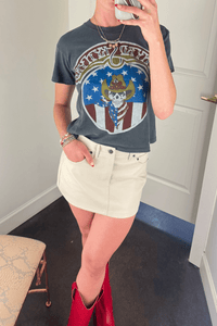 OLIVACEOUS | Faux Leather Mini Skirt - Ecru