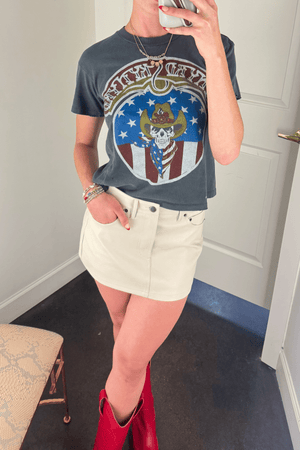 OLIVACEOUS | Faux Leather Mini Skirt - Ecru
