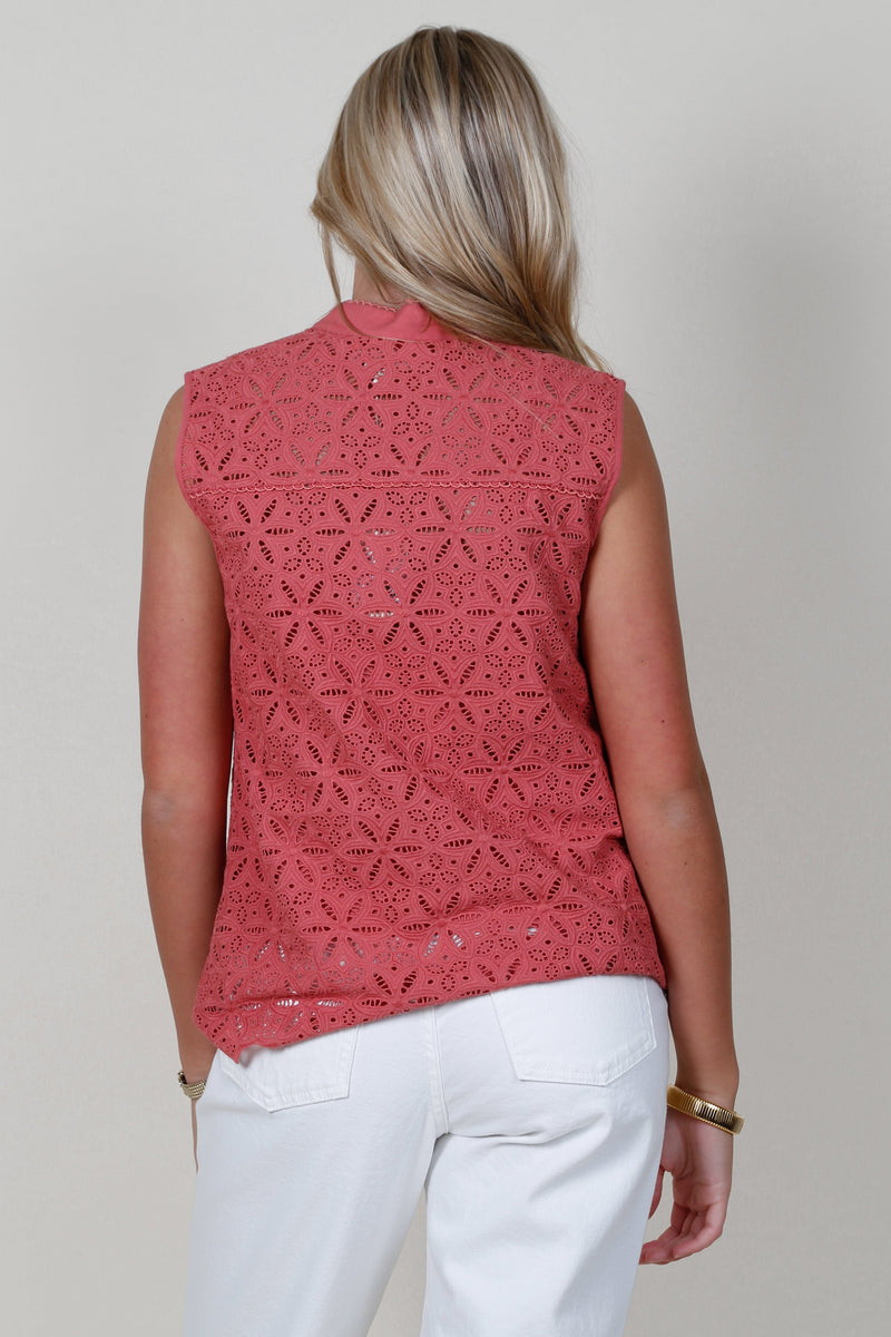 MOS | Sara Lace Sleeveless Blouse - Sangria