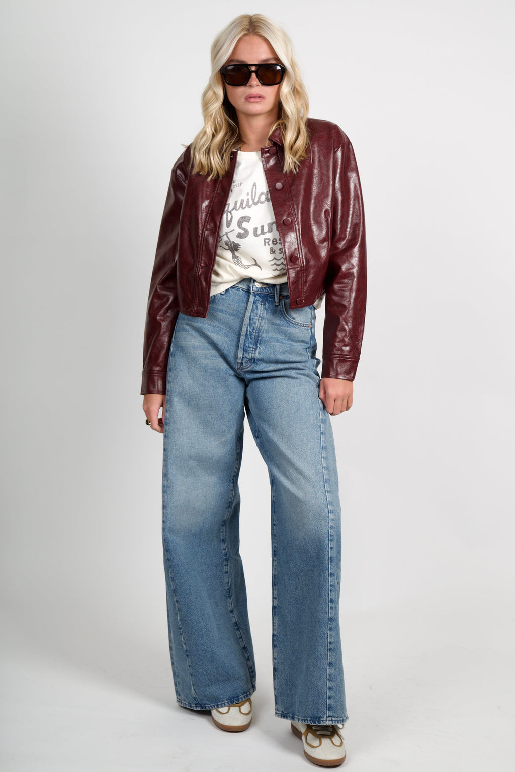 LUCY PARIS | Caleb Faux Leather Jacket - Burgundy