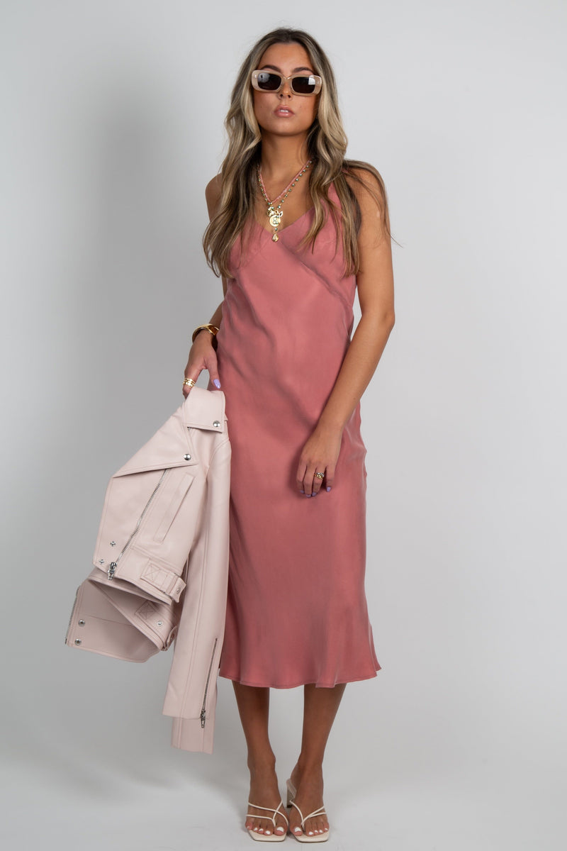 LUCY PARIS | Andee Bias Dress - Dusty Rose