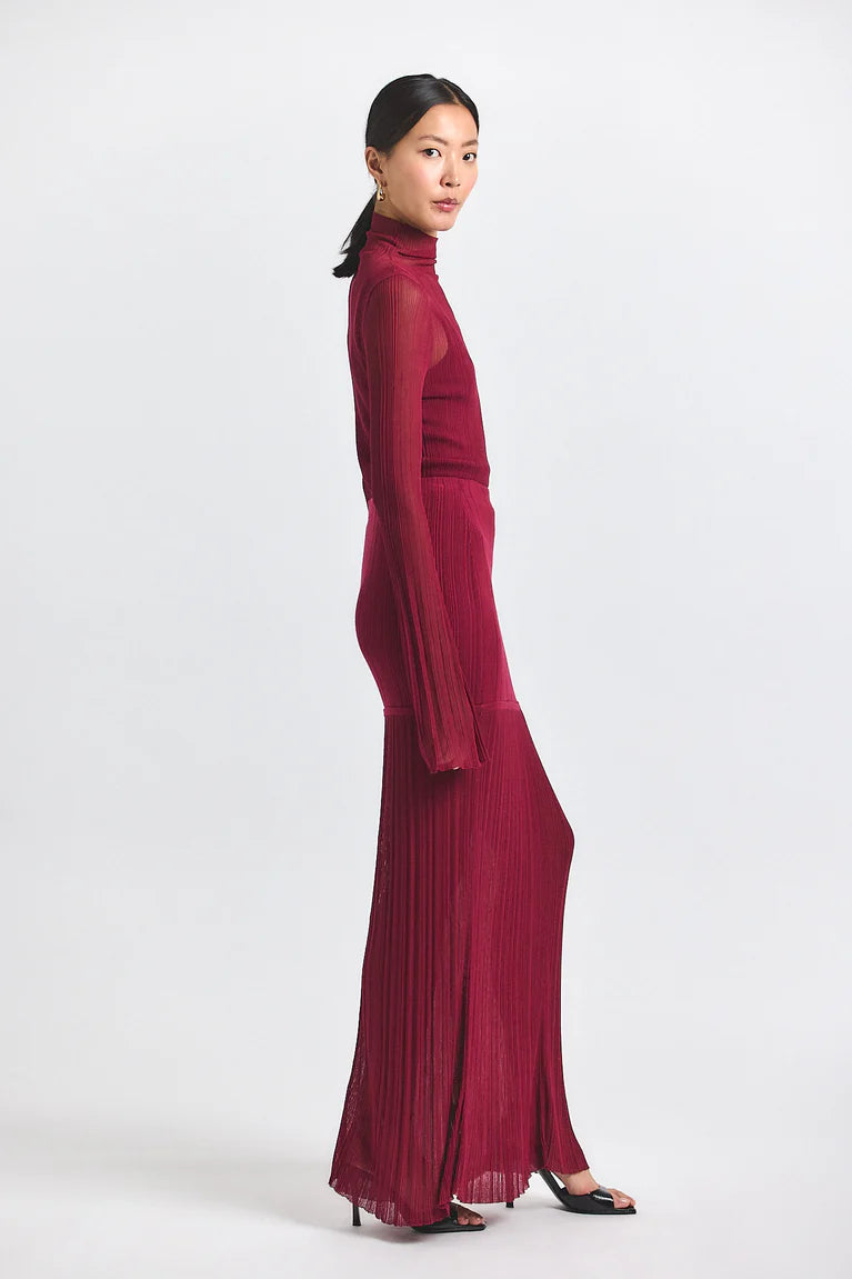 DEREK LAM | Romina Sheer Knit Layered Skirt - Carmine