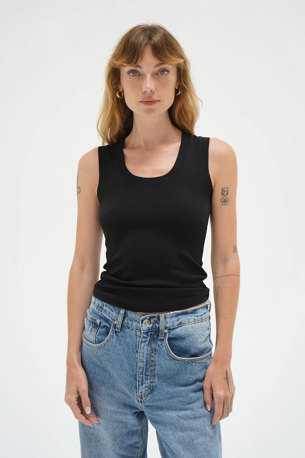 LNA | Deep U Ribbed Tank - Black