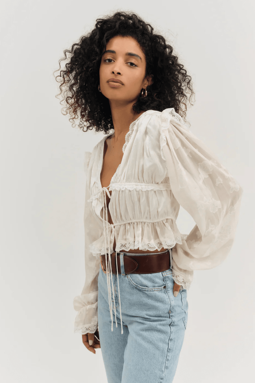FOR LOVE & LEMONS | Jeanne Jacquard Top - Cream