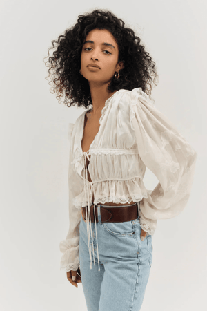 FOR LOVE & LEMONS | Jeanne Jacquard Top - Cream