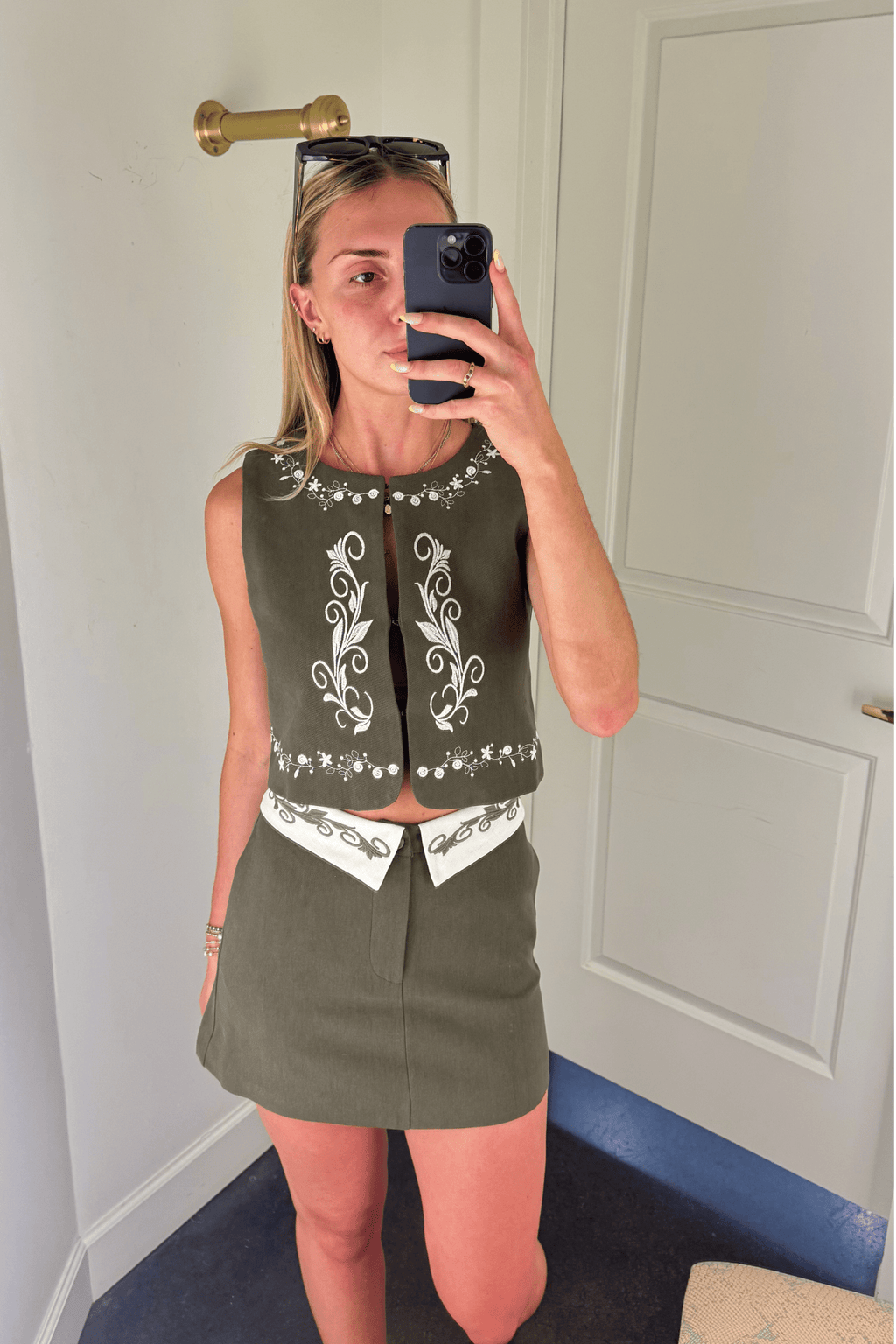 LINE & DOT | Brea Embroidered Top - Olive