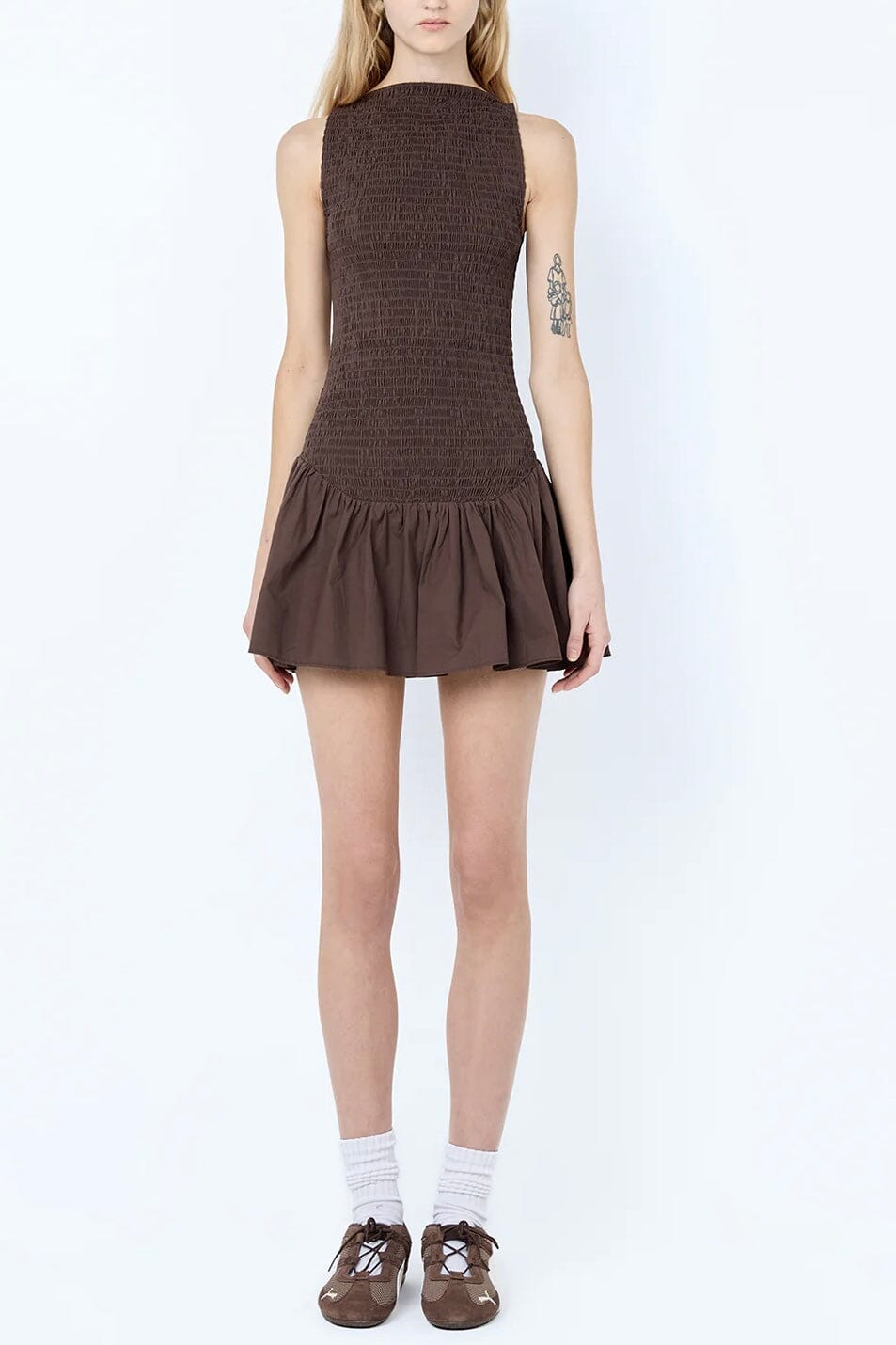 Bec + Bridge Marceline Mini Dress in CHOCOLATE