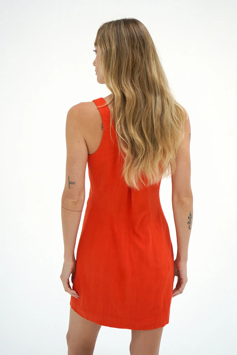 LNA | Mikala Linen Dress - Red Alert