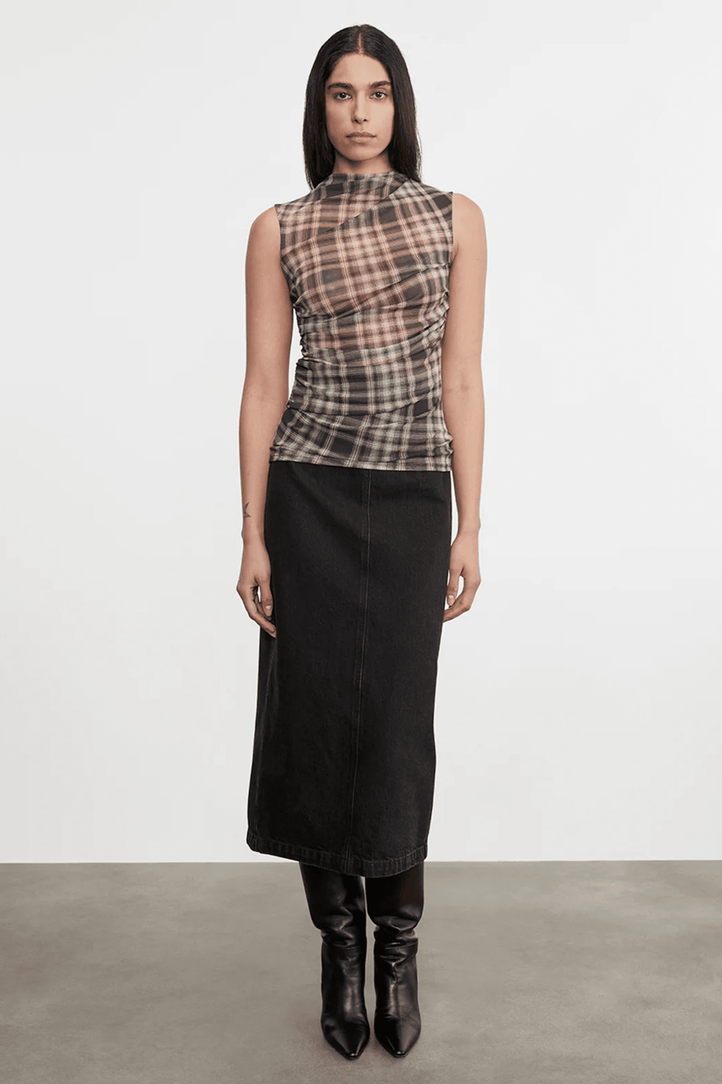 ENZA COSTA | Mesh Sleeveless Tank - Plaid