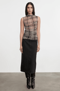 ENZA COSTA | Mesh Sleeveless Tank - Plaid