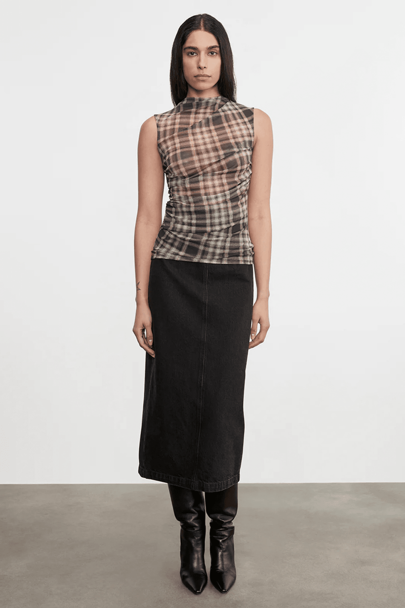 ENZA COSTA | Mesh Sleeveless Tank - Plaid