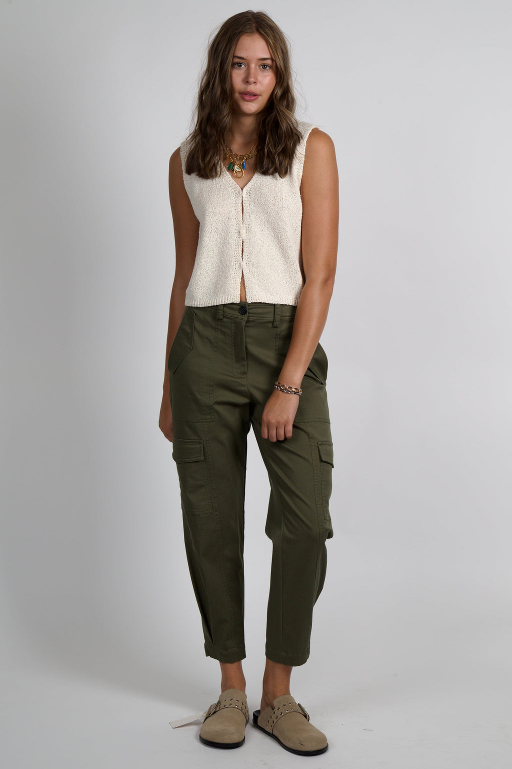 Hook & Eye Knit Top - Beige