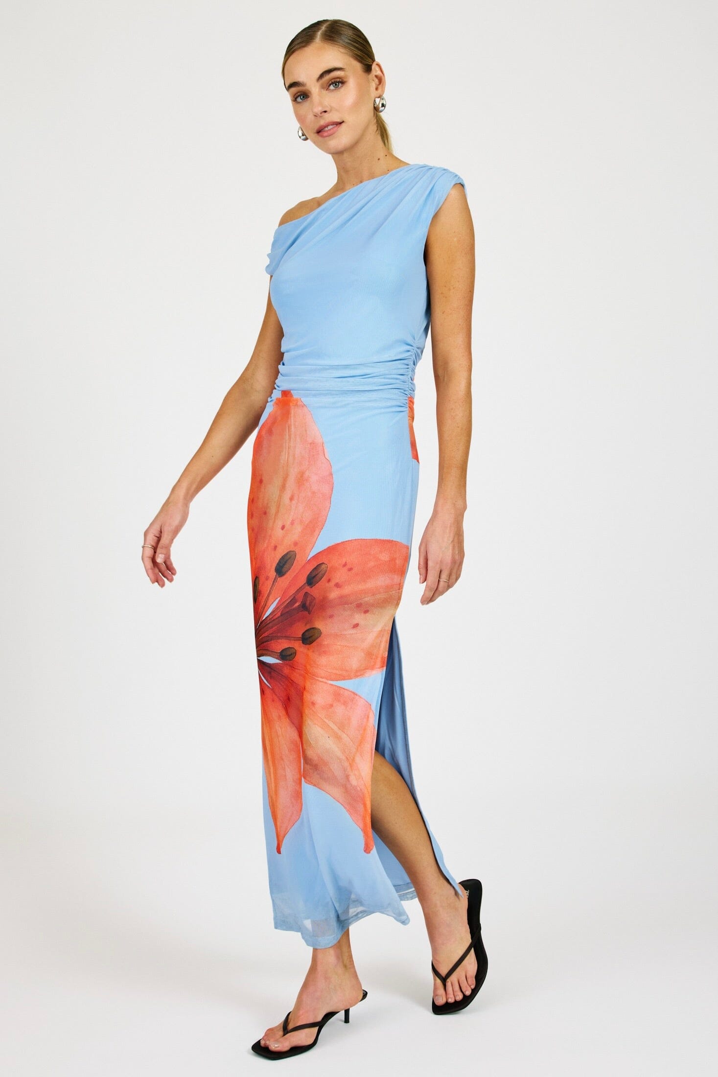 LINE & DOT | Avah Mesh Dress - Blue/Orange Scarlet Clothing LINE & DOT | Avah Mesh Dress - Blue/Orange Scarlet Clothing