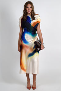 A.L.C. | Penny Satin Midi Dress - Lapis Multi