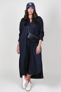 ENZA COSTA | Poplin Shirtdress - Black