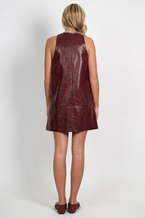 LUCY PARIS | Onyx Faux Leather Dress - Burgundy