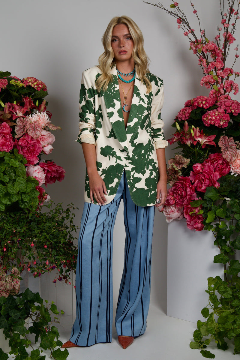 SMYTHE | Oversized Shawl Collar Blazer - Green Floral